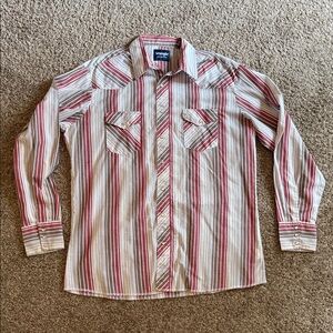Wrangler Red and White Striped Casual Shirt